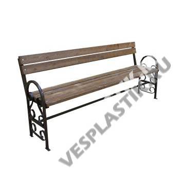 Скамейка парковая со спинкой, с ФИГУРНЫМИ ПОДЛОКОТНИКАМИ 1500x400x900